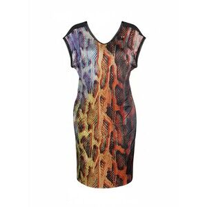 Venera Arapu Women's Red Multi Elegant Midi Dress Size 40 NWT